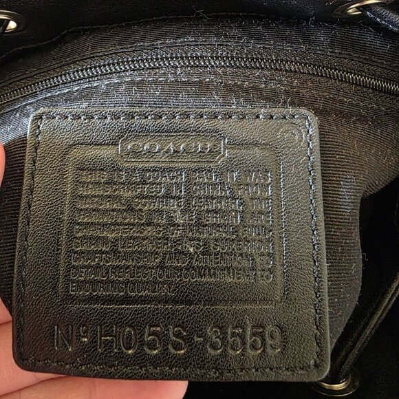 Vintage Coach Soho 3559 Black Leather Backpack Purse Drawstring Buckle - Picture 4 of 16
